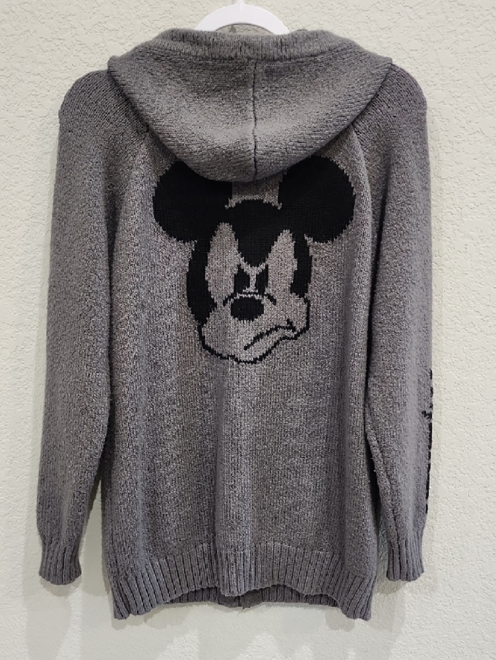 Disney x Torrid 0 Angry Mickey Gray Chunky Knit Hoodie Sweater Girlhoodcor Cozy - Picture 7 of 9